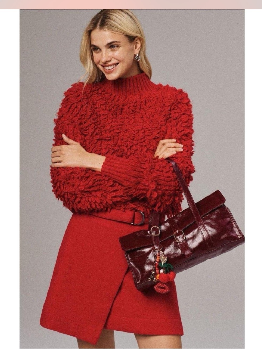 NWT Anthropologie Maeve Sweater
Women Red Callahan Mock Neck Loop Stitch Sz S